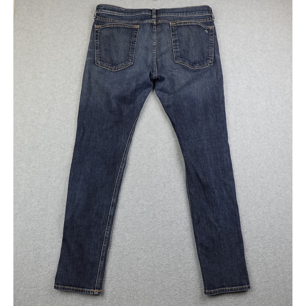 Rag Bone Dre Jeans Women's 30 (34x30) Blue Dark Wash Distressed Casual - Picture 2 of 12